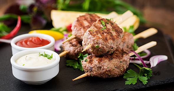 kofta kebab meatballs with sauce